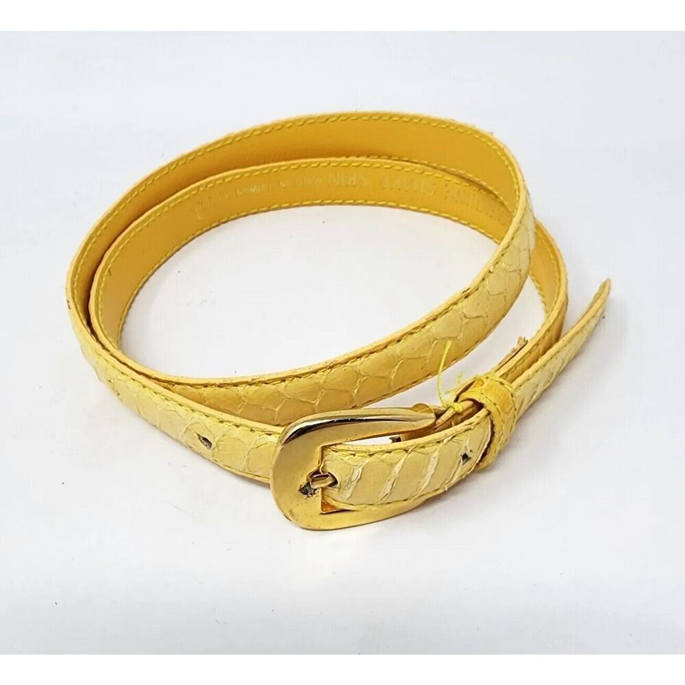 Women's Vintage Charter Club Yellow Genuine Snakeskin Belt Skinny Fit 23-27.5"